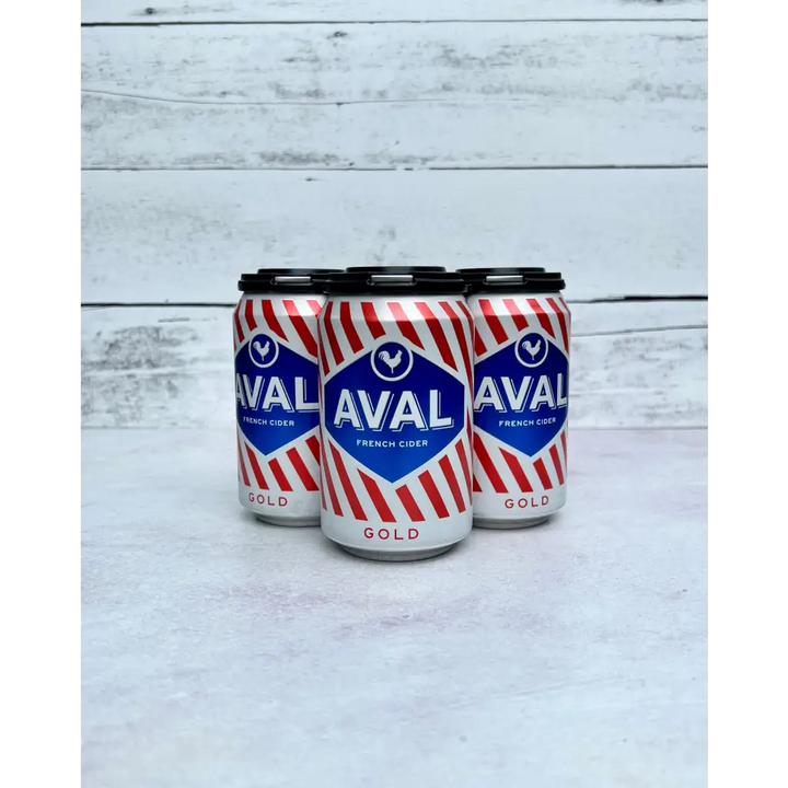4-pack of 12 oz cans of Aval French Cider - Gold