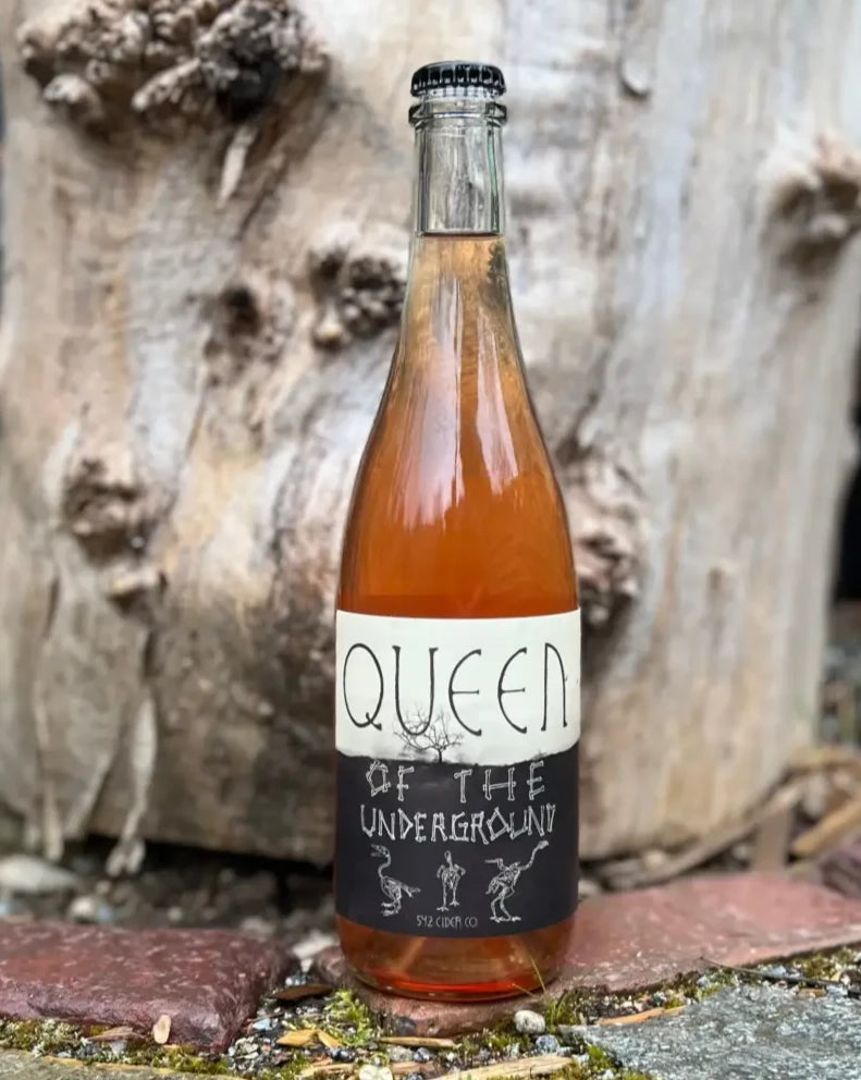750 mL clear glass bottle of Barmann Cellars Queen of the Underground quince cider