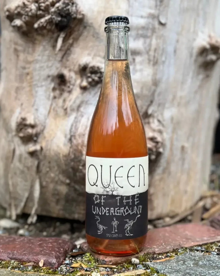 750 mL clear glass bottle of Barmann Cellars Queen of the Underground quince cider