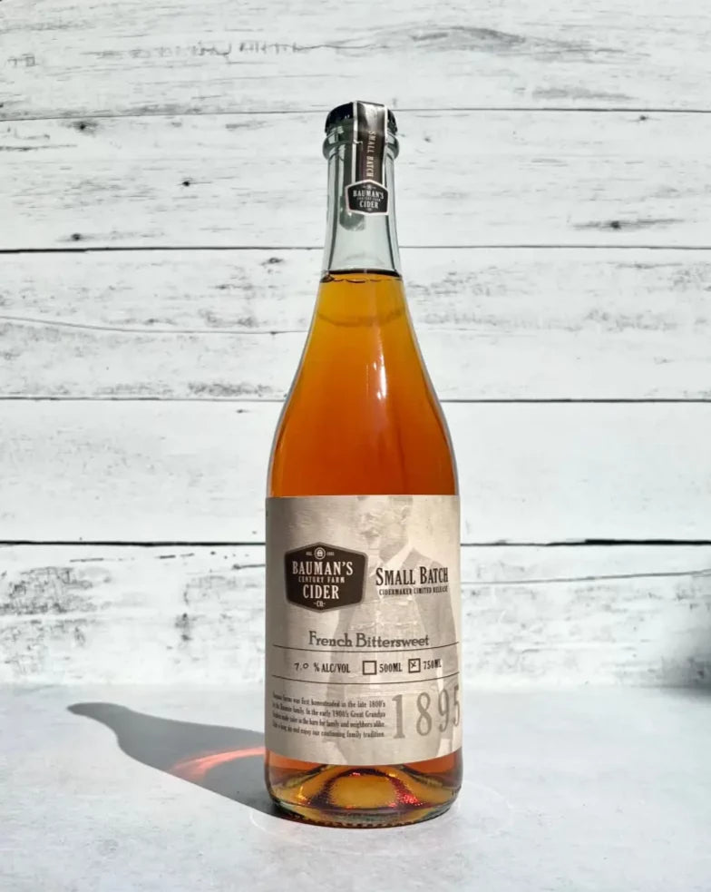 750 mL bottle of Bauman's Cider - Small Batch - French Bittersweet cider