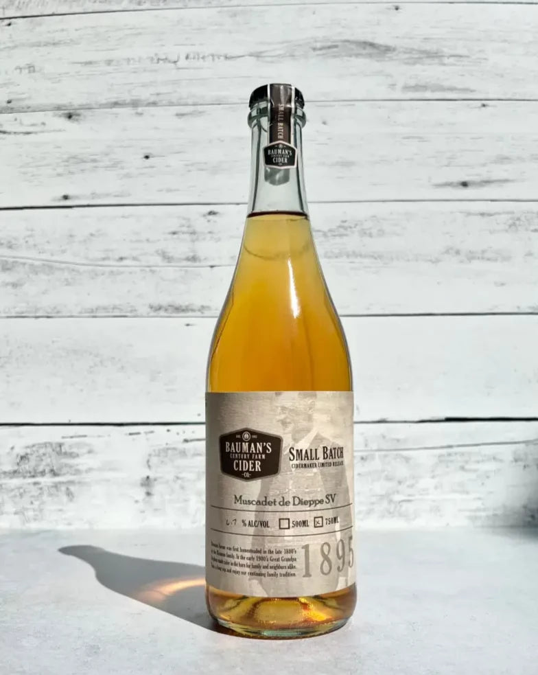750 mL bottle of Bauman's Cider - Small Batch - Muscadet de Dieppe Single Varietal
