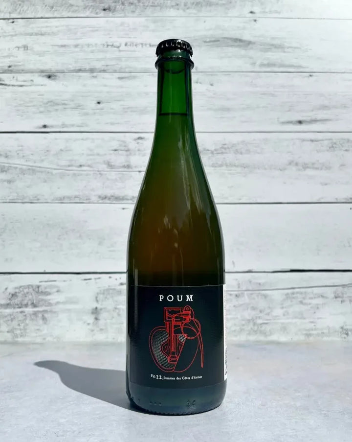 750 mL bottle of Ferme de Port Coustic Poum cider