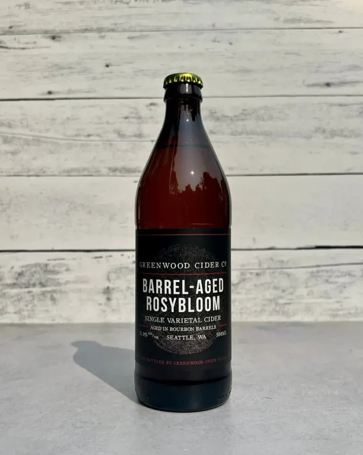 500 mL bottle of Greenwood Cider Barrel-Aged Rosybloom Single Varietal Cider - Seattle, WA
