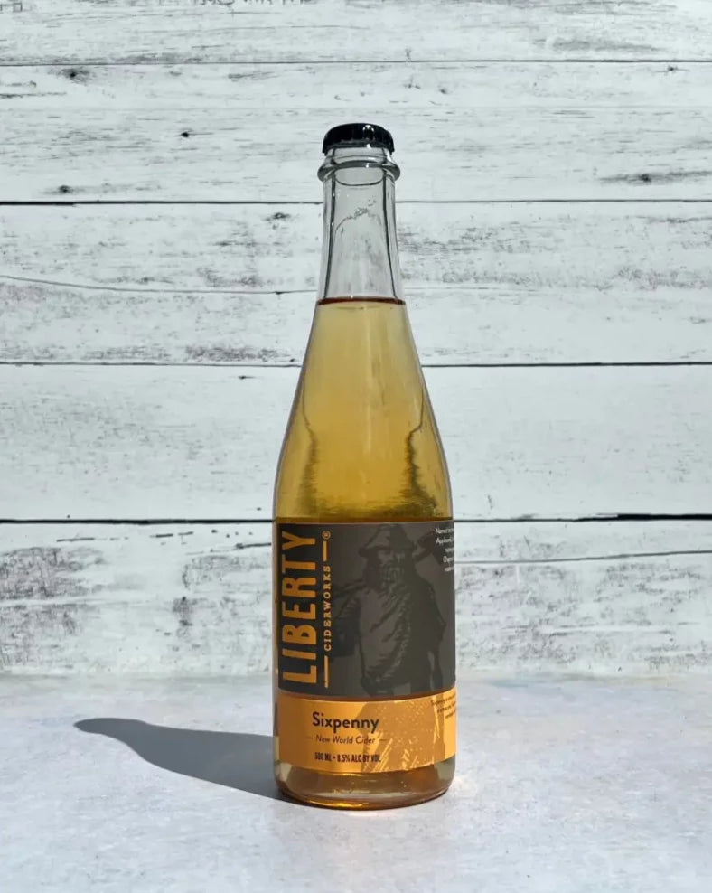 500 mL bottle of Liberty Ciderworks Sixpenny - New World Cider