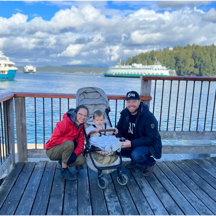 Storie, Erik, and their son on a recent trip to San Juan Island (October '22)