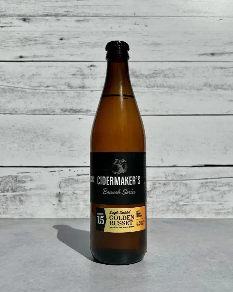 500 mL bottle of Snowdrift Cider - Cidermaker's Branch Series Single Varietal Golden Russet cider