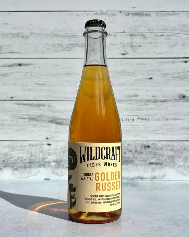 500 mL bottle of Wildcraft Ciderworks Golden Russet Cider