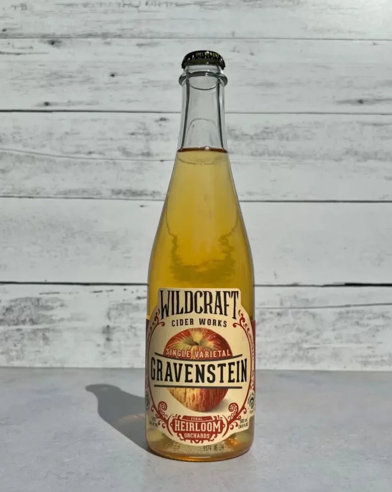 500 mL bottle of Wildcraft Ciderworks Single Varietal Gravenstein cider - Feral Heirloom Orchards