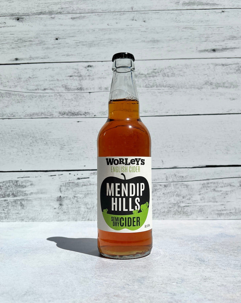 500 mL bottle of Worley's English Cider - Mendip Hills Semi-Dry Cider