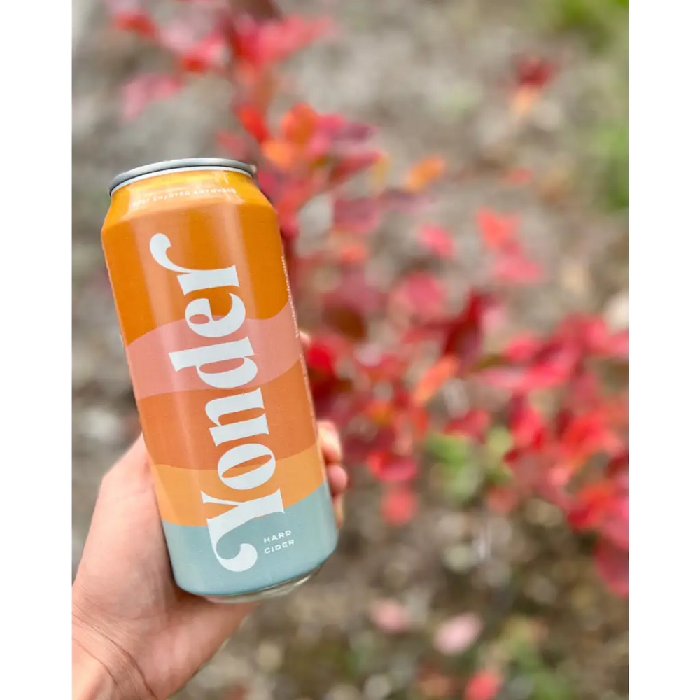 Hand holding a 16 oz can of Yonder Cider - Wenatchee Wave
